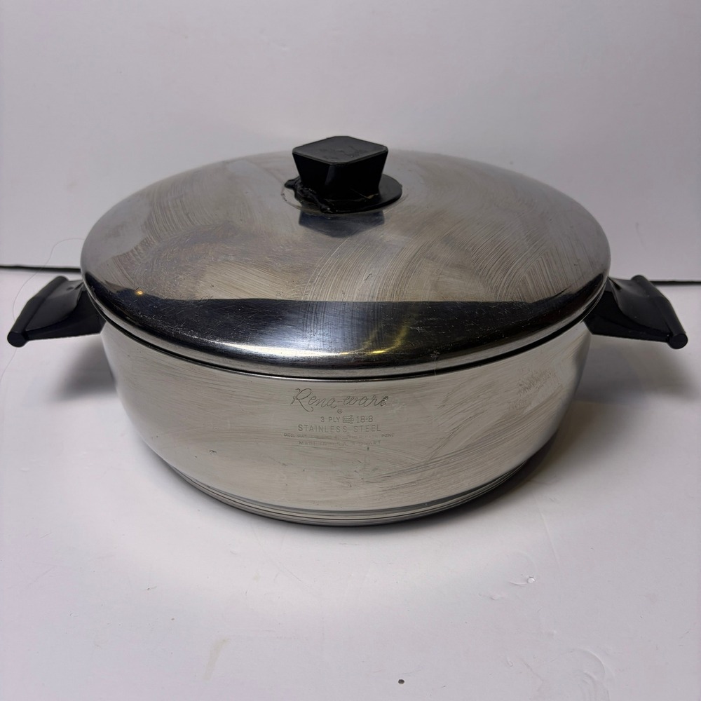 Vintage Rena Ware 18-8 4 QT Stock Pot Stainless Steel 3 Ply Made in USA
